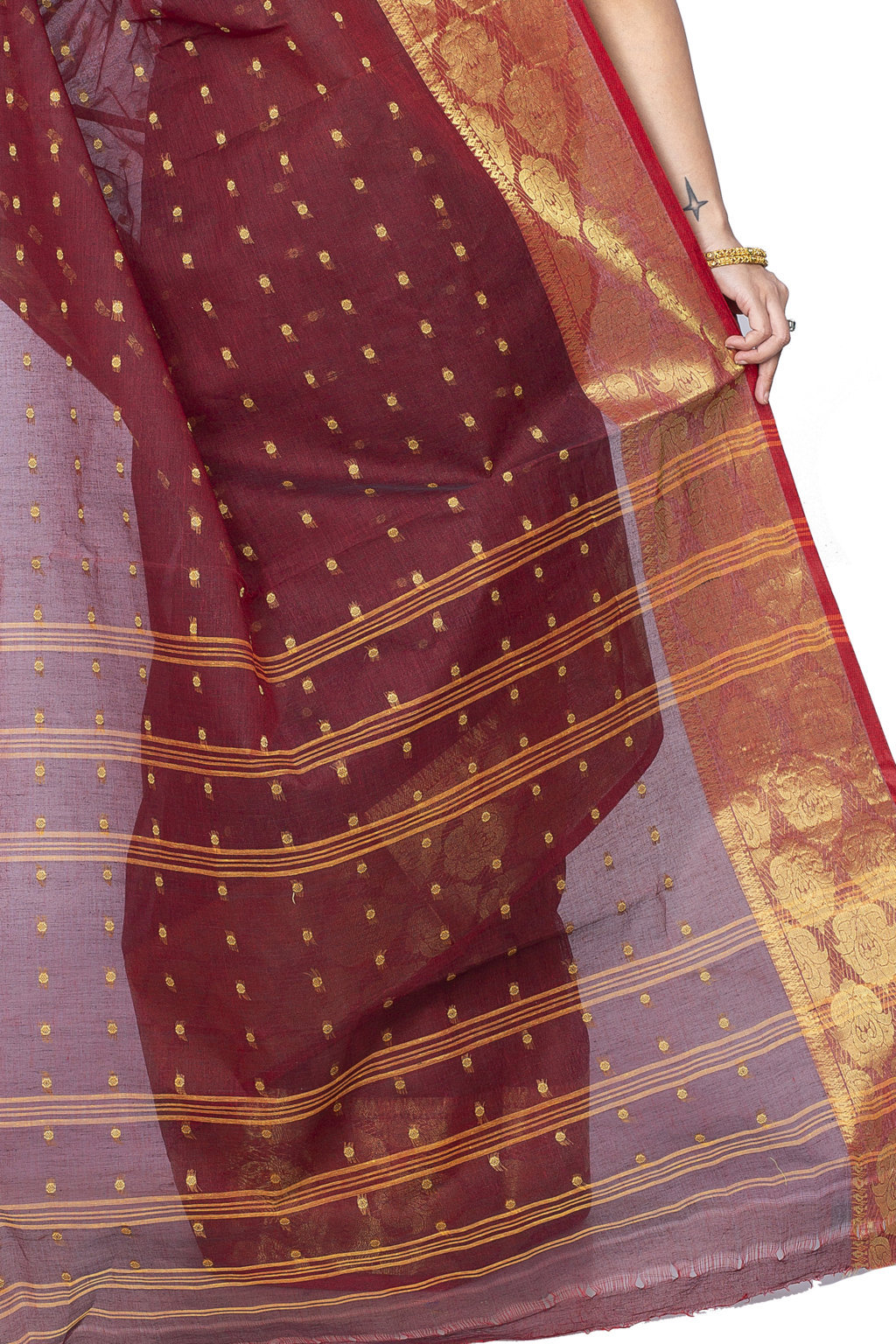 Brown Pure Cotton Asmani Tant Saree (183)